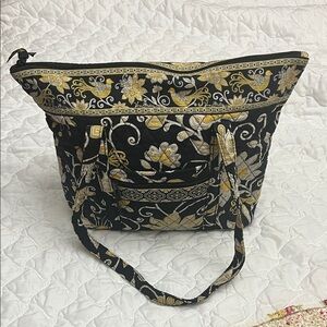 Vera Bradley Black and Gold Floral Tote Bag